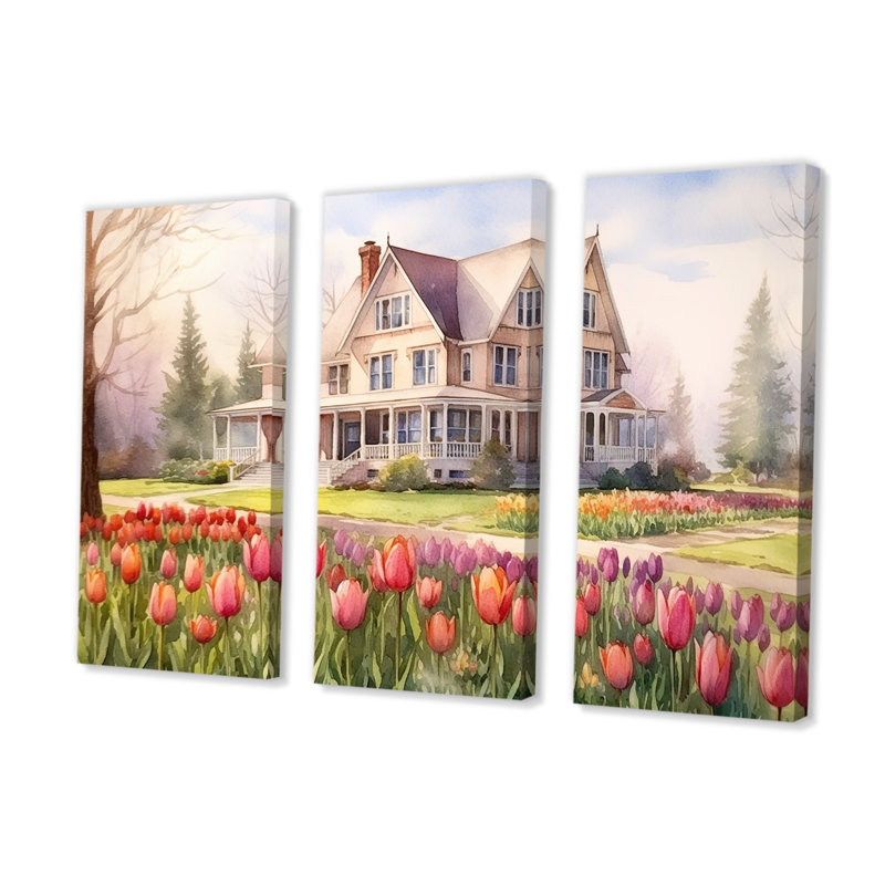 Fleurs I - Tulipes, ensemble d'art mural, H 28 po x l 36 po x P 1 po
