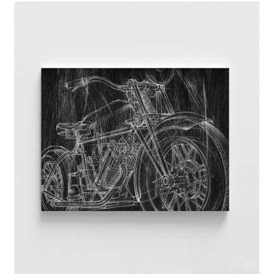 Motocyclette, croquis mécanique «I» par Ethan Harper, impression d'art sur moto