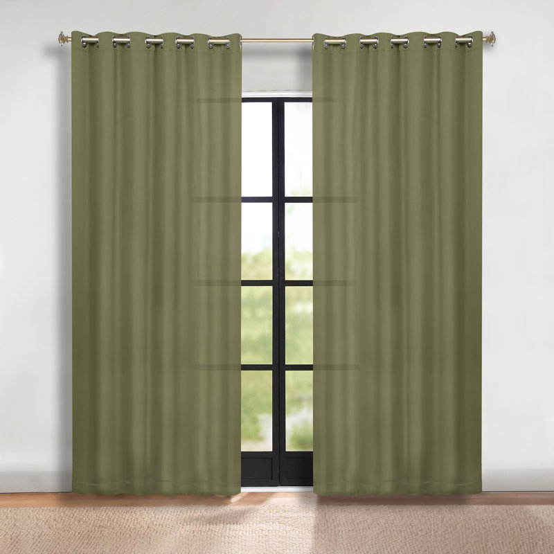 Paire de rideaux obscurcissant avec œillets Millendon, Vert olive, L 70 po x L 84 po