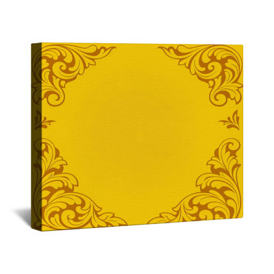 Yellow Ornate Corner Motif Canvas Gallery Wrap in Many Sizes