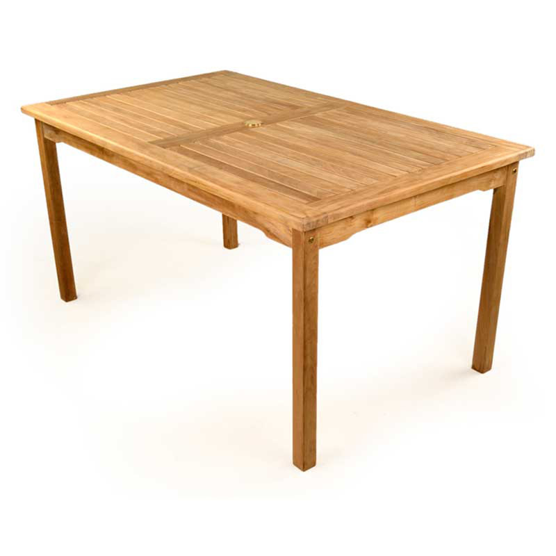 Cheaney Rectangular Teak Solid Wood Outdoor with Umbrella Hole Dining Table - 150 cm W 90 cm D