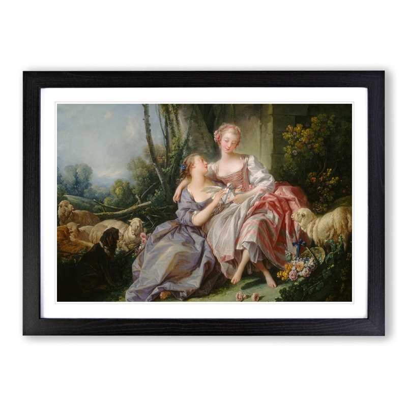 The Love Letter by Francois Boucher - Picture Frame Painting, Black Framed, 48cm H x 65cm W x 2cm D