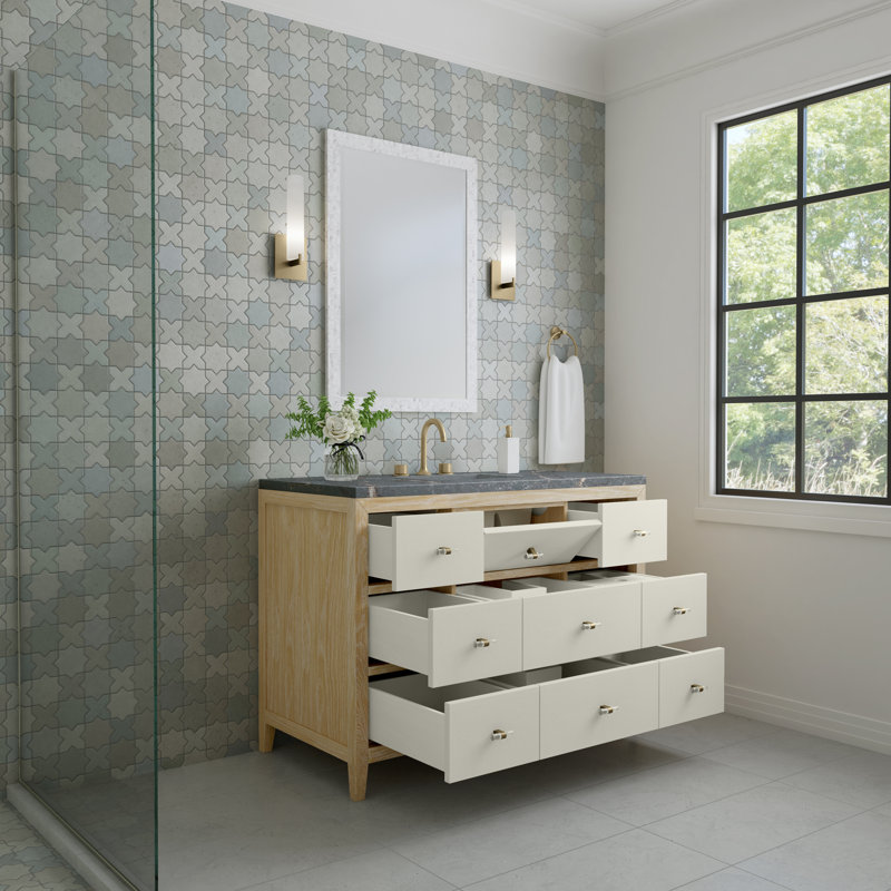 Celeste 48'' Single Bathroom Vanity with Top, Parisian Blue, 8" Widespread