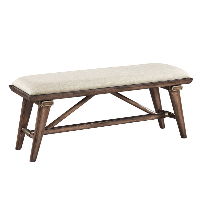Banc de salle à manger de style moderne, siège en bois avec revêtement en tissu brun, banc de siège H 47,5 po x 16 po x H 20 po, style pour manger