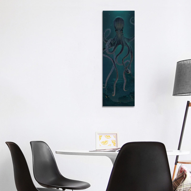 Giant Octopus by Vincent Hie - Panoramic Print on Canvas, 121.92 cm H x 40.64 cm W x 3.175 cm D, Wrapped Canvas