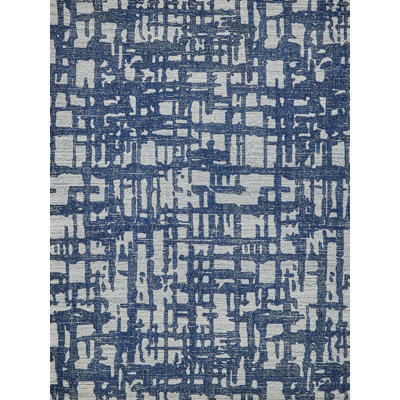 Exquisite Rugs Park City Handmade Hand-Tufted New Zealand Wool On Canvas Navy/Natural Gray Area Rug