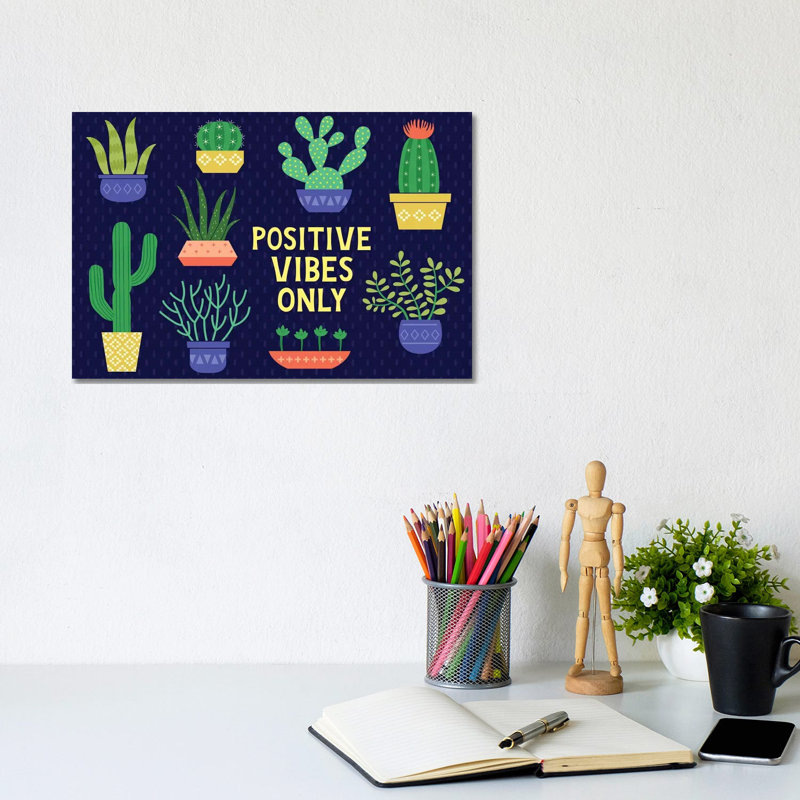 Positive Vibes Only by Gail Veillette - Wrapped Canvas Gallery-Wrapped Canvas Giclée, 20.32 cm H x 30.48 cm W