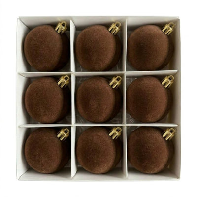 Coffret cadeau de Noël avec boules de Noël brodées 9 pièces 8cm