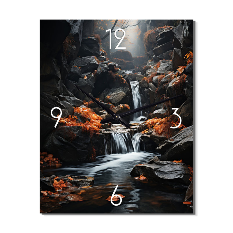 Waterfall Harmony In Motion - Landscapes Wall Clock Oversized, Medium