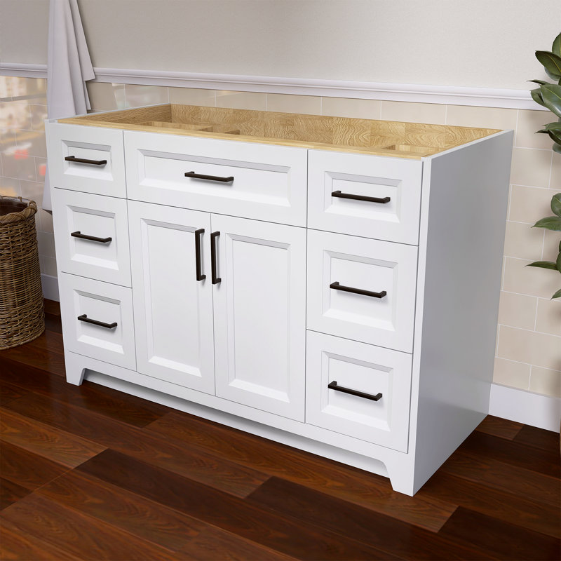 Armoire de meuble-lavabo autoportante 48 po, Blanc / Blanc