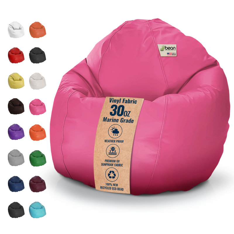 Bean Bag Chair - w/Polystyrene Beads and CertiPUR Foam Filled Waterproof Chair for Adults and Teens, 40"H x 36"W x 36"D