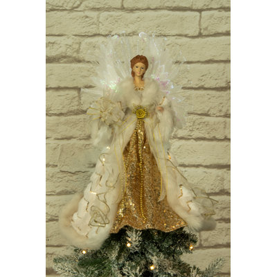 16'' Handmade Fabric People Lighted Tree Topper