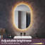 Oval White Metal LED Bathroom Mirror, Front Frosted Edges, Anti-Fog, Touch Stepless Dimming with Pow-2023546323