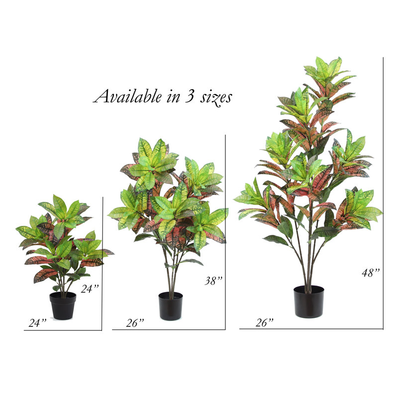 Faux Croton Plant in Pot Liner, 48" H x 22" W x 22" D