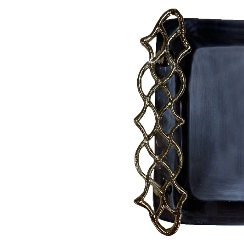 Arabesque Collection Vanity marble Tray Featuring Aluminum and Brass Construction for Christmas decor