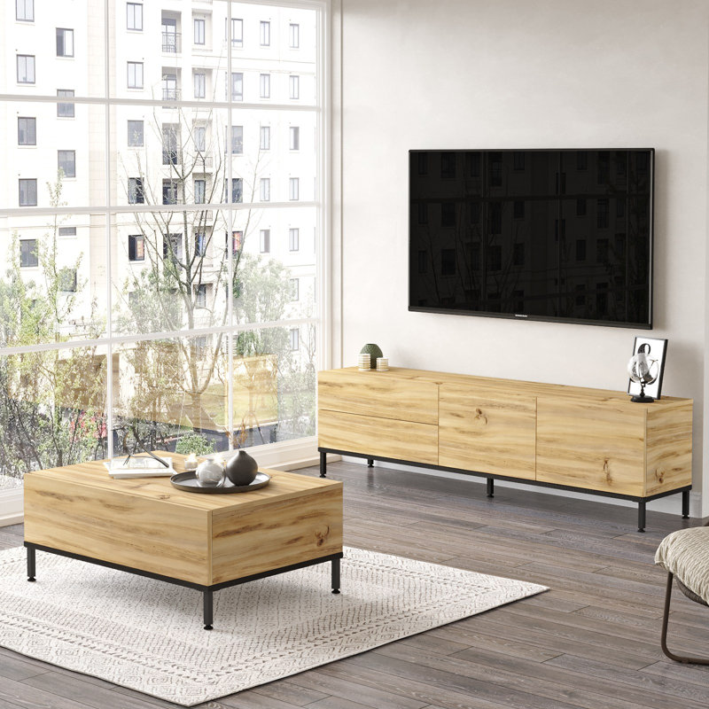 Living Room Furniture Set, Naturel/noir