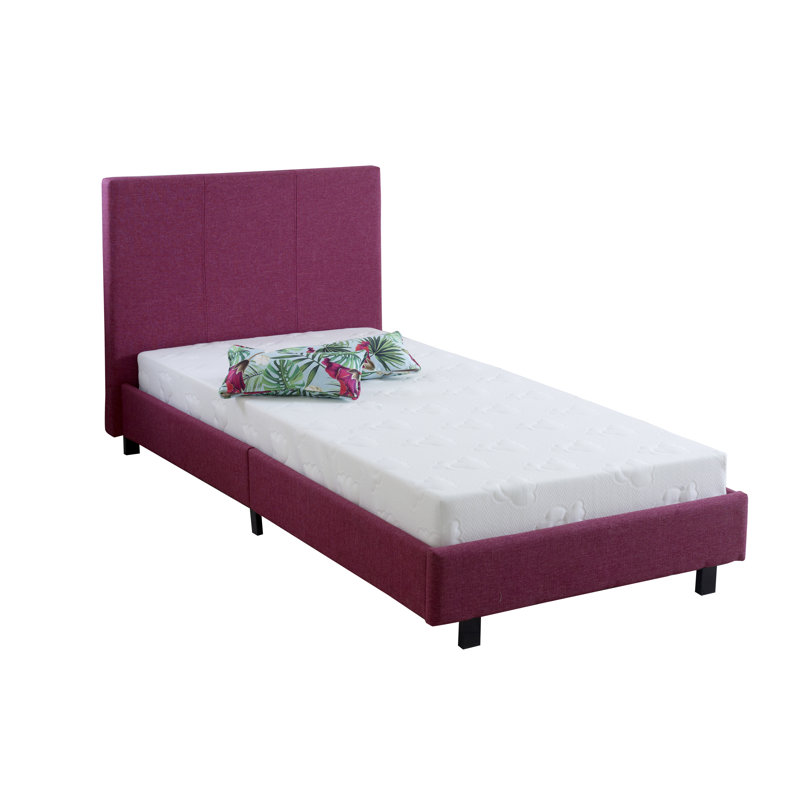 Morano Upholstered Bed with Mattress, Single (3'), Memory King, Fuscia