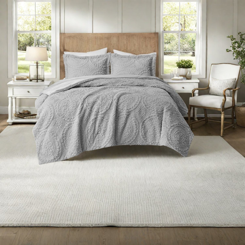 Ensembles de literie moelleux luxueux, édredon en polyester gris pour la maison