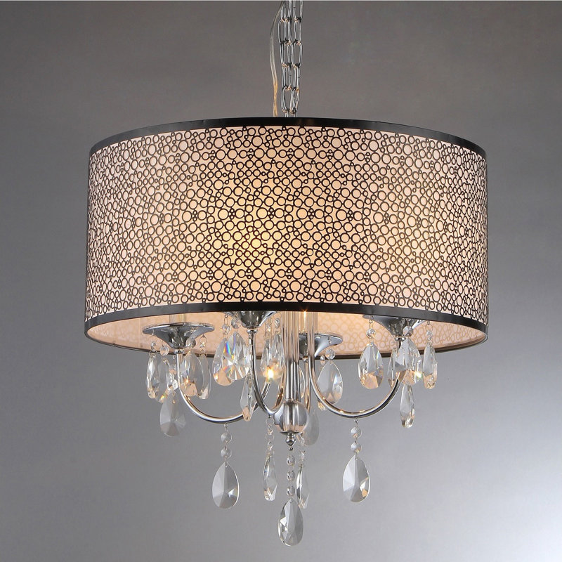 4 - Light Glass Dimmable Drum Chandelier