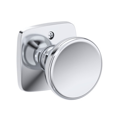 Solvang Passage Knob with Soft Square Rose in Polished Chrome