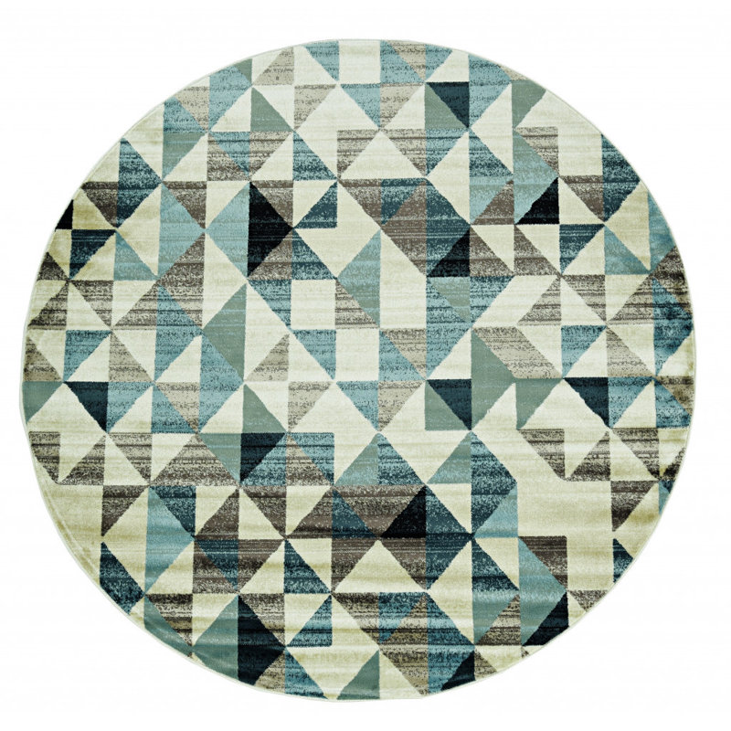 Tapis rond 8 po Dhurrie
