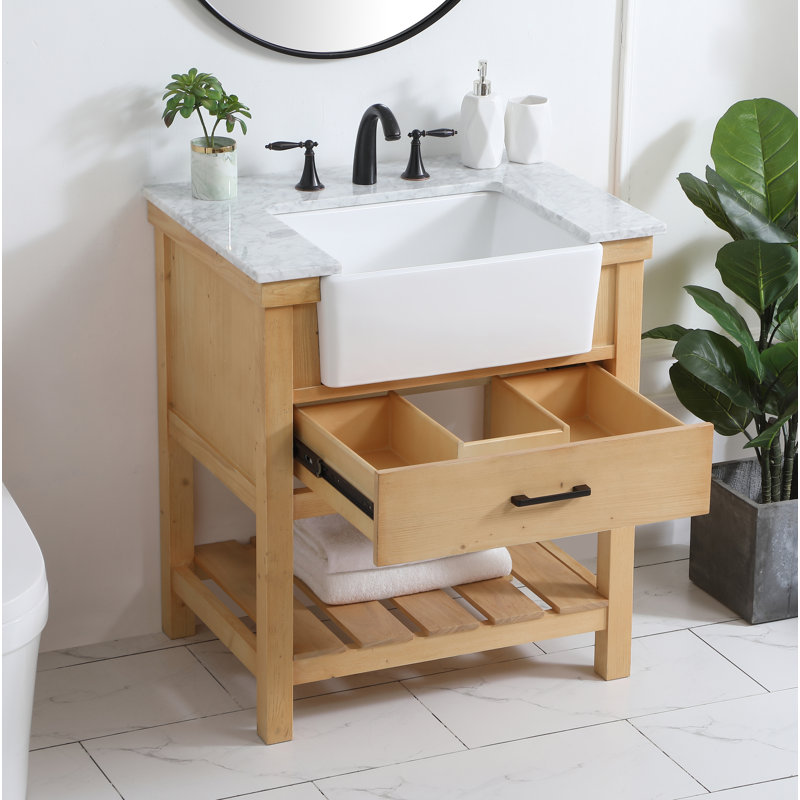 Ensemble de meuble-lavabo simple 30 po Pelaghia, Brun clair
