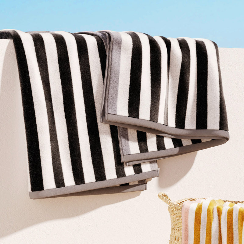 Serviettes de plage surdimensionnées 100% coton, 2, Noir/gris