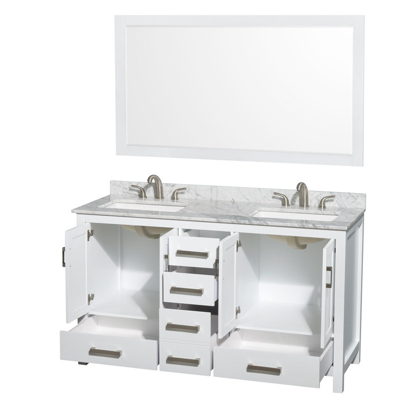 Sheffield 60" Double Bathroom Vanity Set with Mirror