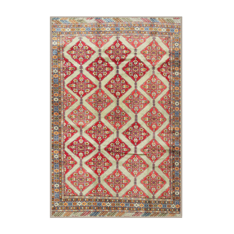 Tapis traditionnel rouge / noir Penarth, Rectangle 7 pi x 10 pi