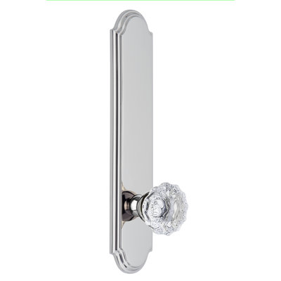 Grandeur Arc Tall Plate Passage with Fontainebleau Crystal Door Knob