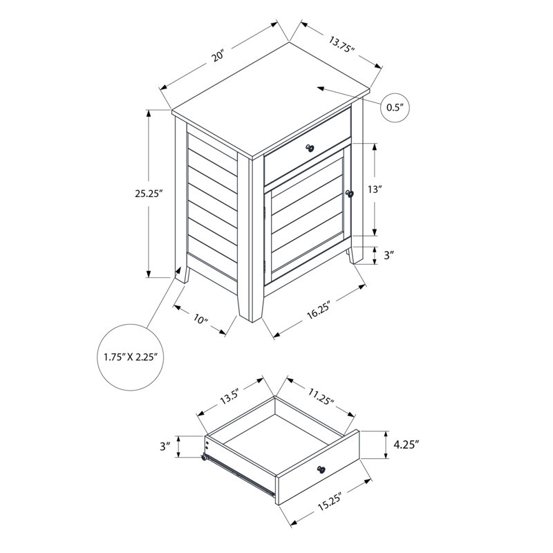Camyia End Table with Storage, Black