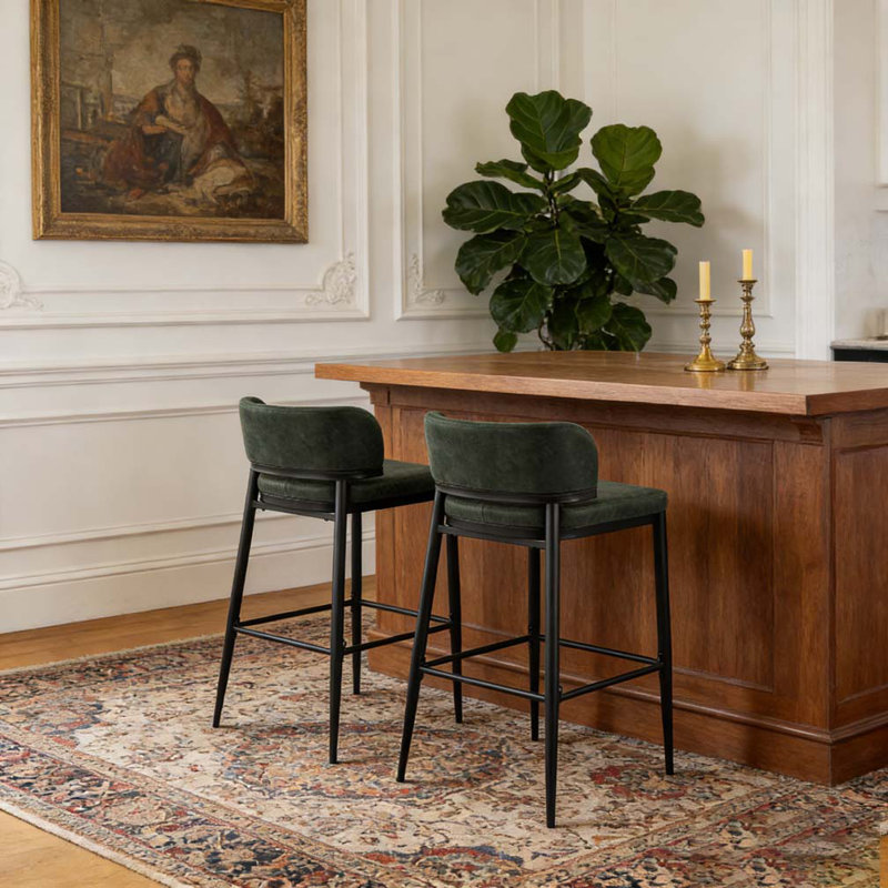 Tabouret de bar en métal, Vert foncé