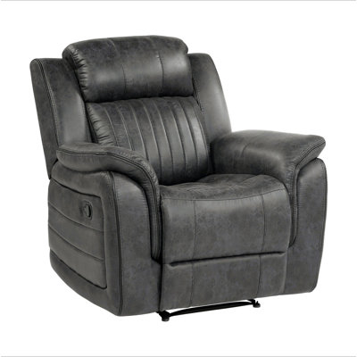 Classic Brownish Gray 1Pc Reclining Chair Plush Comfort Pillow-Top Arms Vertical Tufting Solid Wood Transitional Living Room Furniture