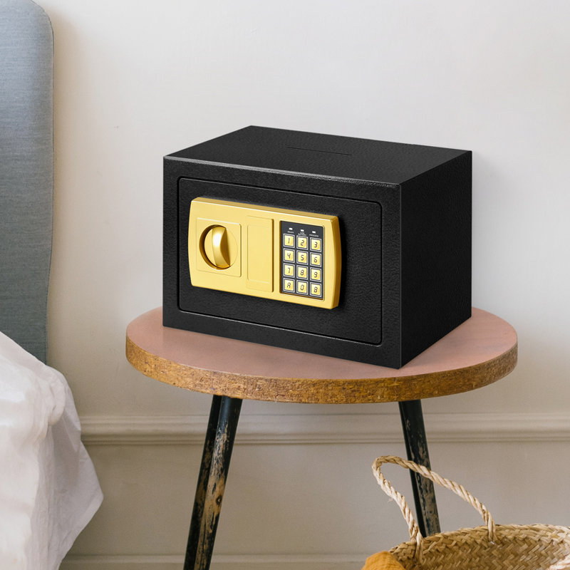 Mini coffre-fort - Tirelire coffre-fort compact pour le rangement d'argent, Noir mat