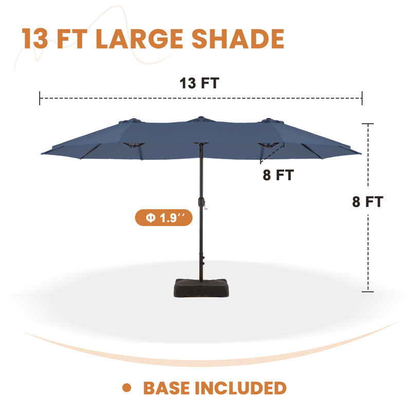 6-Person Rectangular Patio Dining Set With Umbrella & Textilene Stackable Chairs, Black/Blue