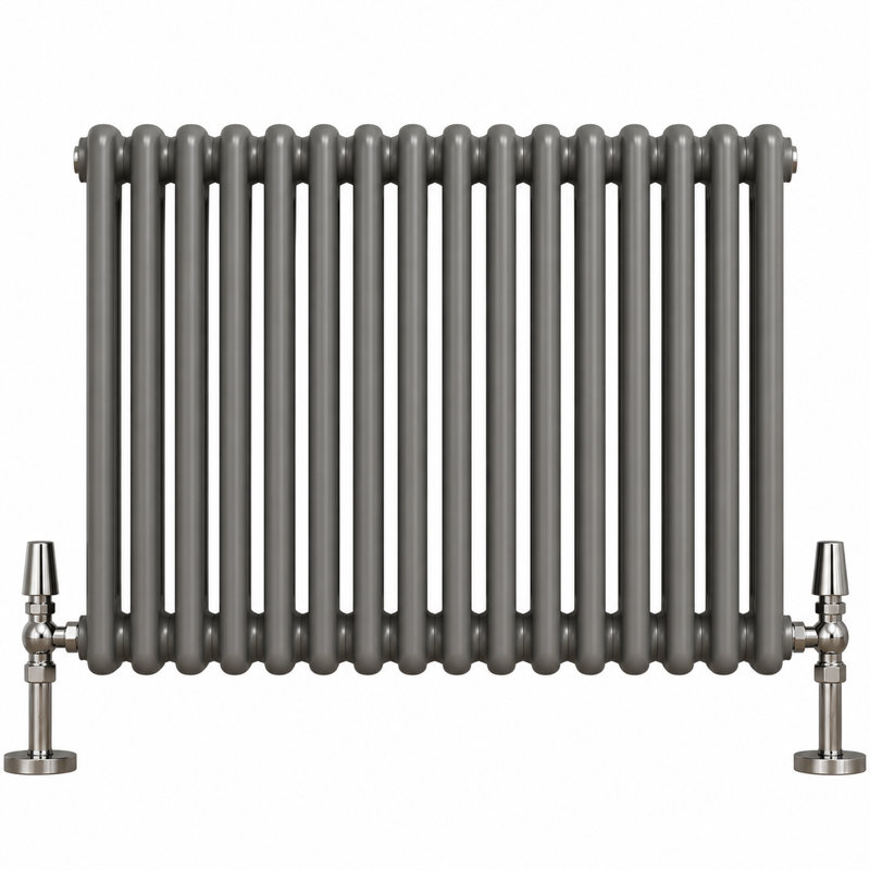 Uxbridge Horizontal Traditional Colosseum Radiator, 600mm H x 605mm W x 130mm D, Grey