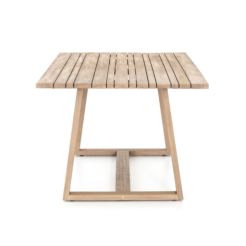 Minimalist Nude Teak Rectangular Outdoor Dinner Table