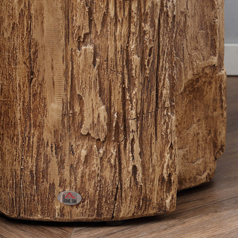 Tree Stump Stool, Decorative Side Table with Round Tabletop, with Wood Grain Finish,Natural