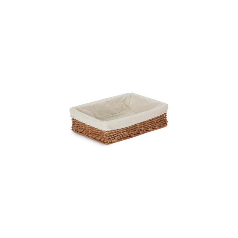 Wicker Lined Storage Tray Basket, 21cm W x 32cm D