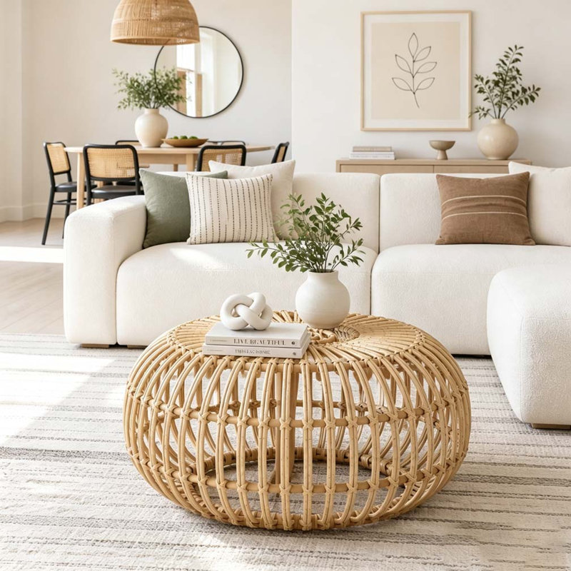 Table basse en faux rotin