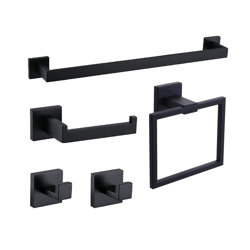 5 - Piece Bathroom Hardware Set, Matte Black