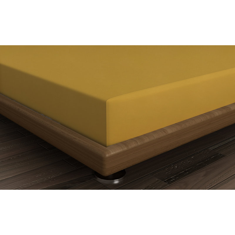 Drap 100% coton, Drap plat de 71 po x 94 po, Moutarde
