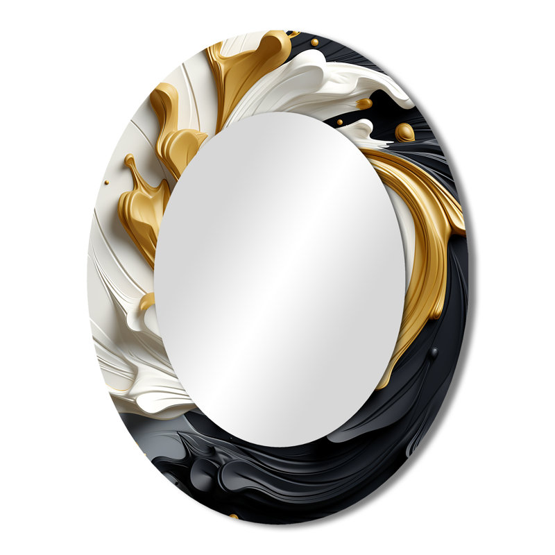 Miroir mural moderne liquide liquide noir et blanc, 43 po x 33 po