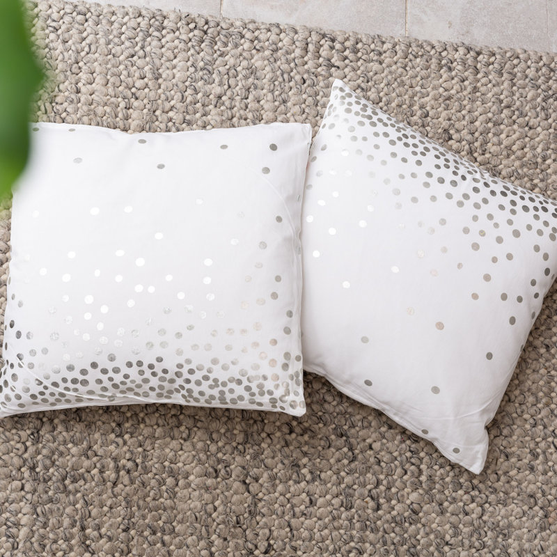  Square Cotton Pillow Cover & Insert, Silver