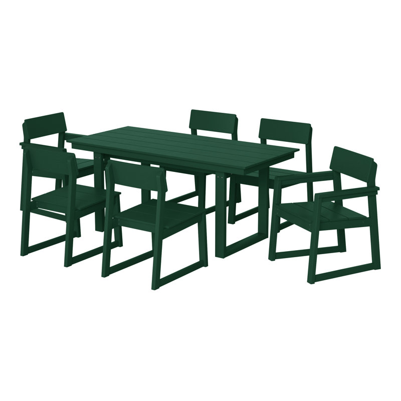 Ensemble repas d'extérieur 7 pièces 7 pièces, Vert
