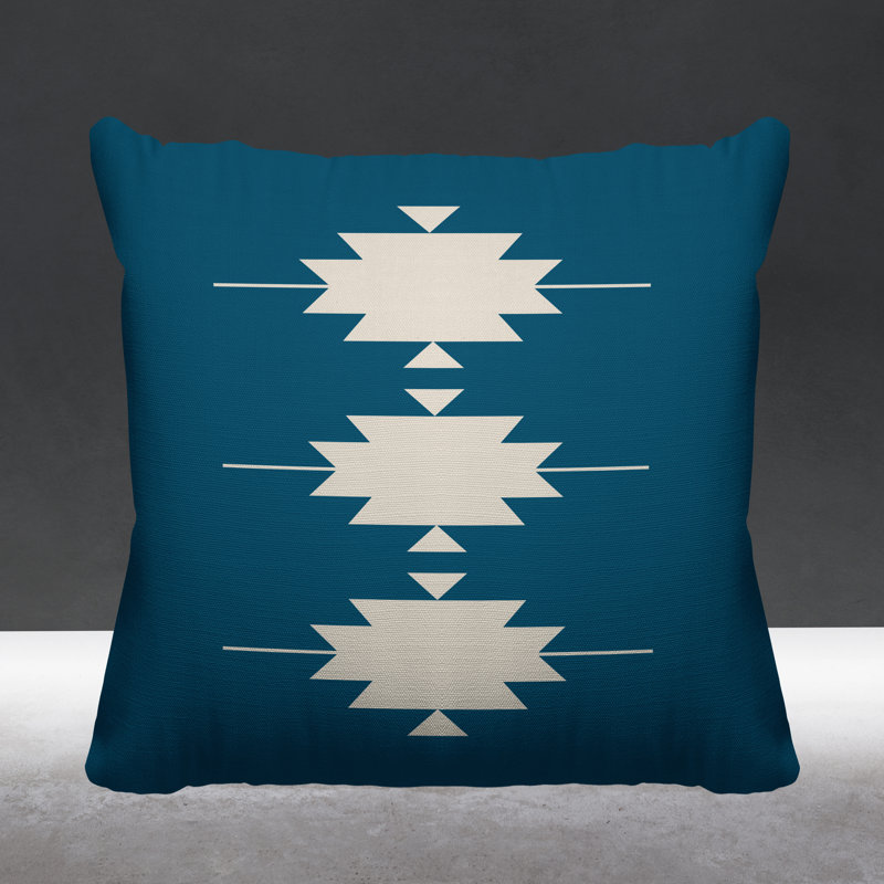 Coussin intérieur / extérieur Sike Southwestern, L 19 po x H 19 po, Turquoise
