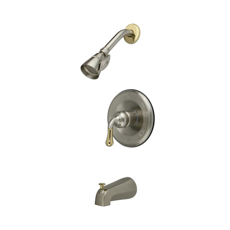 Single Lever Handle Volume Control Tub Shower Faucet, Polished Brass