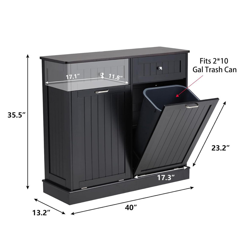 Double poubelle 20 gallons, Noir / brun
