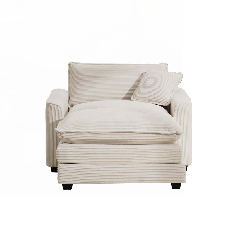 Fauteuil avec repose-pieds 42,25 po, Beige
