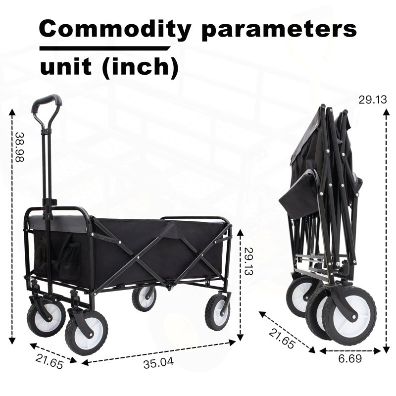 Chariot pliable de chariot pliable avec capacité de 360 lb avec système de cerclage pour une utilisation polyvalente, y compris des sacs en plastique de 3 pièces